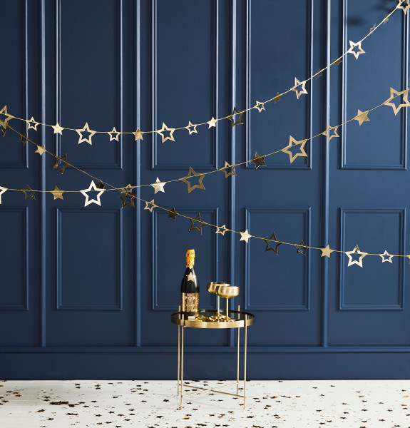 Golden Pop the Bubbly stars garland 5m