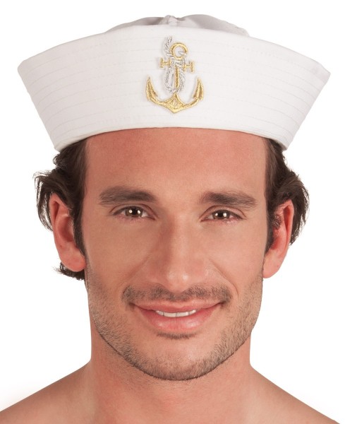 Classic sailor hat with golden anchor