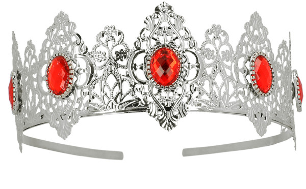 Królewska Tiara Księżniczki srebrno-czerwona