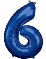 Number balloon 6 Metallic Blue 86cm