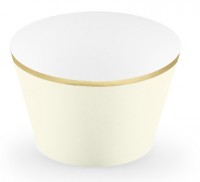 Vista previa: 6 bordes de cupcake crema-dorados