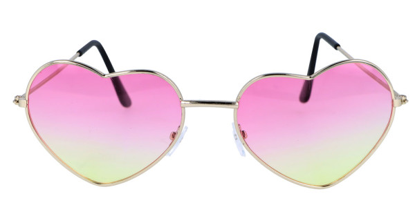 Okulary w kształcie serca ombre różowo-żółte