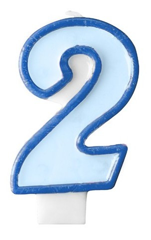Number candle 2 blue 7cm