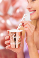 Preview: 6 Happy Birthday mugs rose gold 260ml