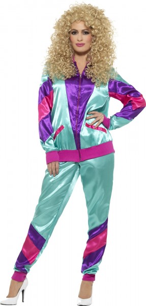 Colorful aerobic silk look jogging suit 2