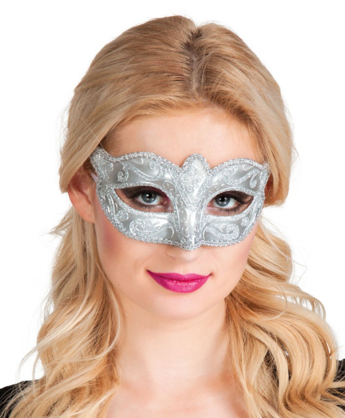 Antifaz de bola de máscaras de plata Venezia