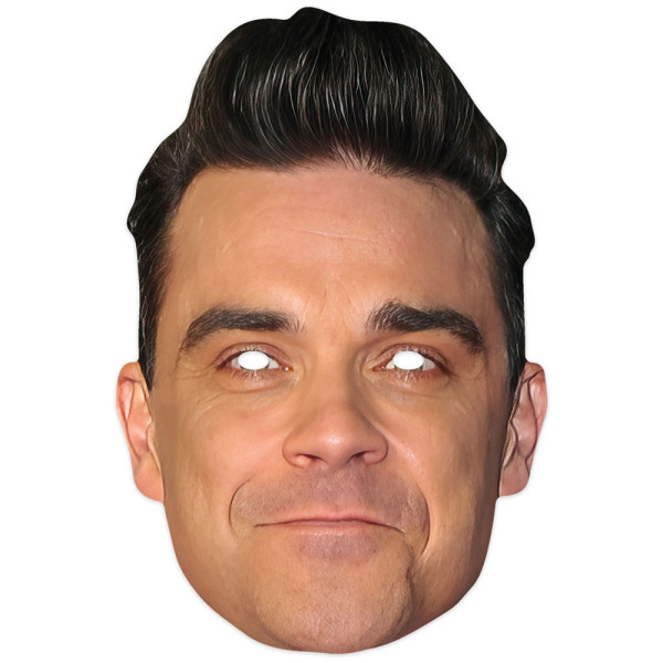 Robbie Williams mask made of cardboard