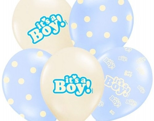 50 ballonnen It's a boy vanille babyblauw