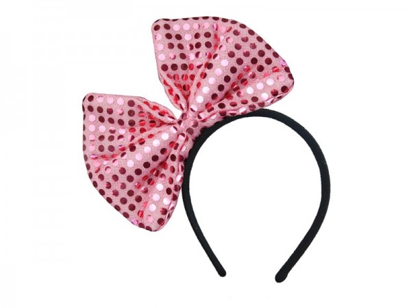 Headband with a pink sequin bow