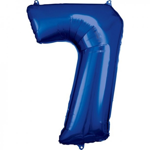 Blauer Zahl 7 Folienballon 86cm