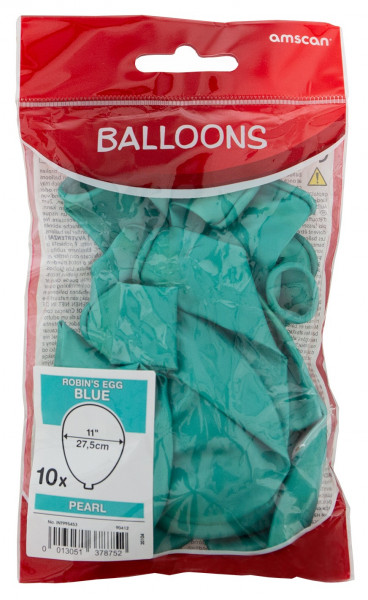 Lote de 10 globos aerostáticos nácar azul claro 27,5cm