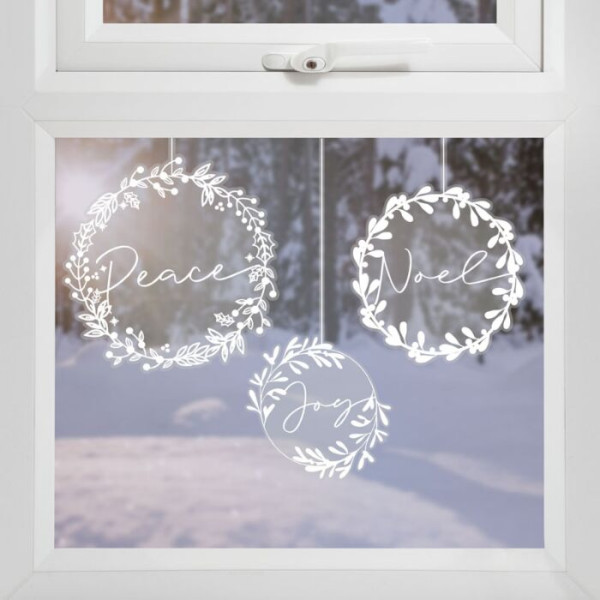 Décoration de fenêtre de guirlande de Noël de maison de campagne