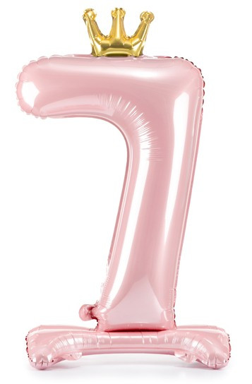 Ljusrosa stående folieballong nummer 7