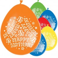 Widok: 10 kolorowych balonów urodzinowych 28cm