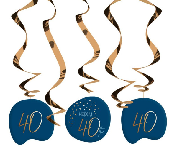 5 Elegant Blue 40h Birthday Spiralhänger
