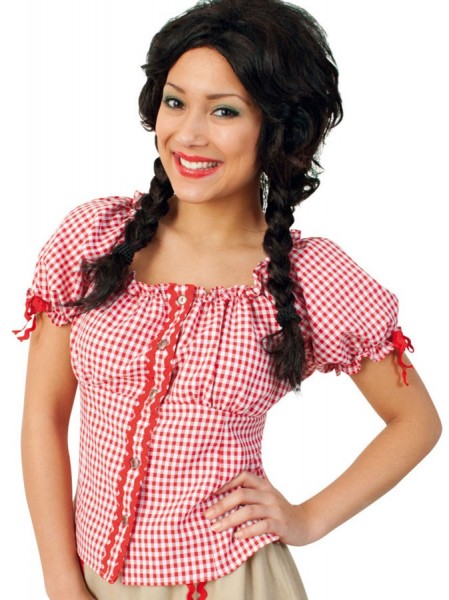 Red and white checkered blouse
