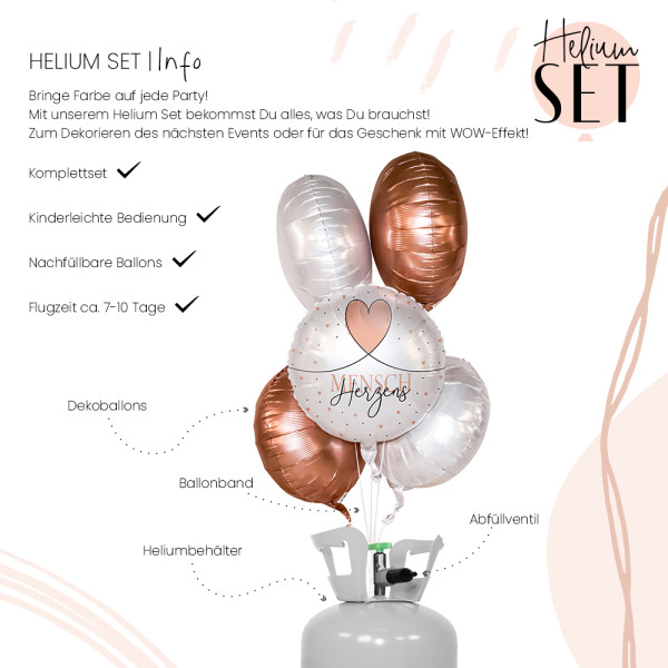 Herzensmensch Ballonbouquet-Set mit Heliumbehälter 3
