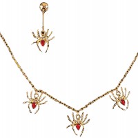 Preview: Halloween jewelry set spider witch necklace & earrings
