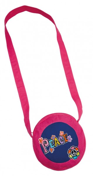 Pink colored hippie peace handbag