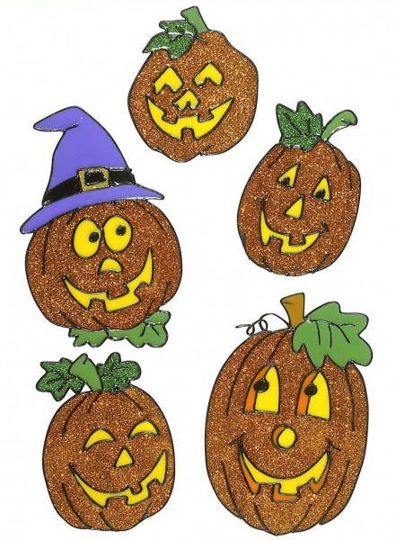 5 Window Stickers Pumpkin With Hat