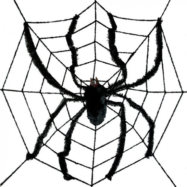 Jätte Halloween spindelnät med spindel 2,4m