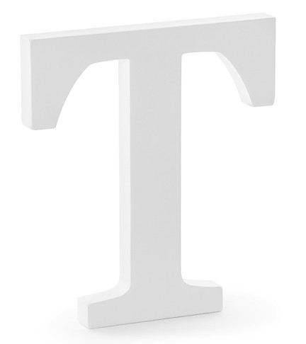 Drewniana litera T biała 17,5 x 20 cm