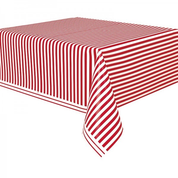 Party tablecloth Victoria red striped 137 x 274cm