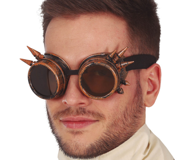 Steampunk glasses with spikes in copper