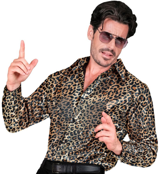 Leopardskjorta med paljetter för män