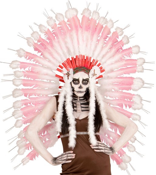 Chief feather headdress white-pink 3