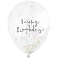 Vorschau: 5 Happy Birthday Konfetti Ballons 30cm