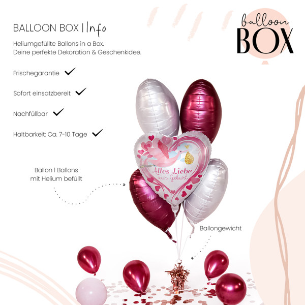 Heliumballon in der Box Alles Liebe zur Geburt Pink 3