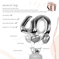 Vorschau: XXL Zahl 40 Silber Ballonbouquet-Set mit Heliumbehälter