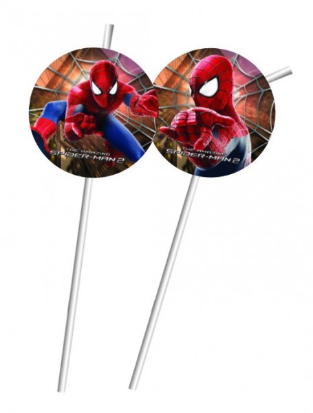 6 The Amazing Spiderman 2 straws 24cm
