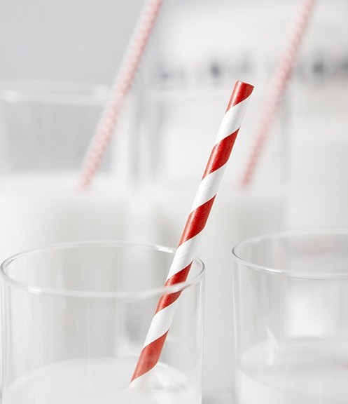 10 striped paper straws red 19.5cm