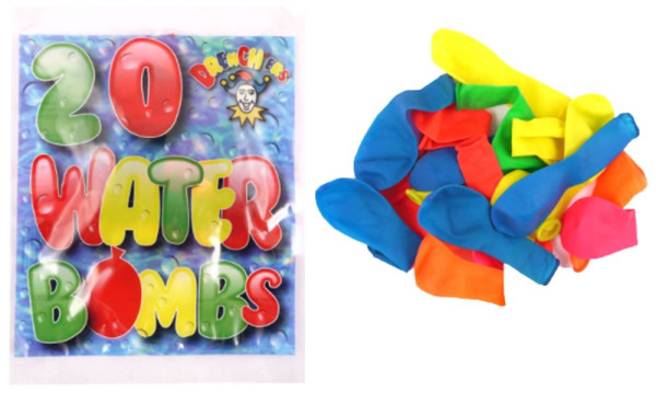 20 kolorowych neonowych balonów z wodą