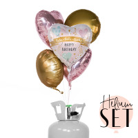 Vorschau: Lebe Liebe Lache Ballonbouquet-Set mit Heliumbehälter