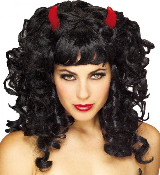Bad curls devil wig with horns