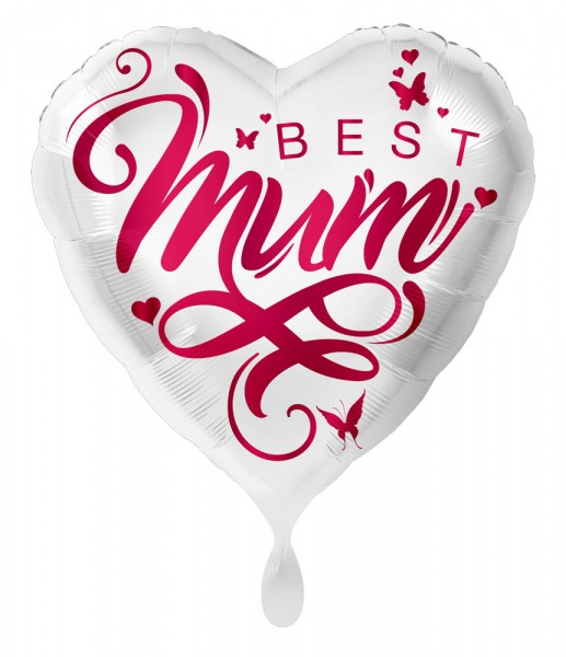 Best Mum Heart Foil Balloon 43cm