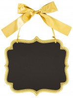 Letrero de pizarra con estilo con un marco dorado