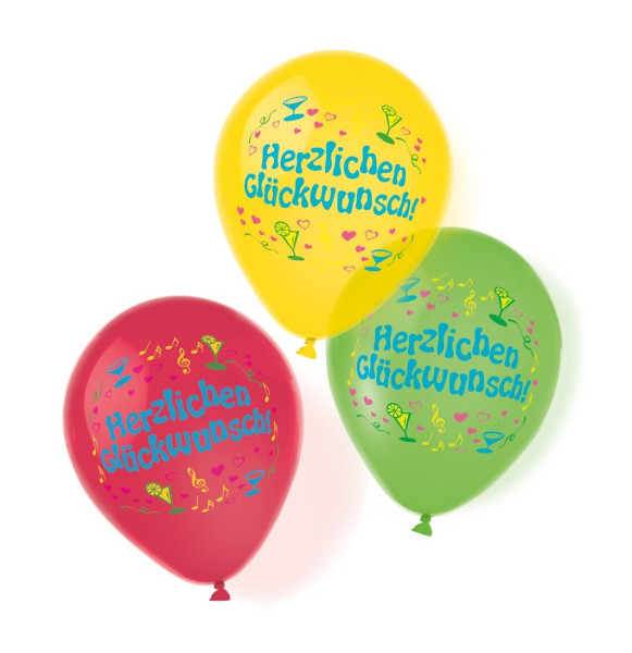 6 summer party congratulations balloons 28cm