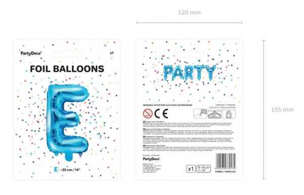 Folieballong E azurblå 35cm 3