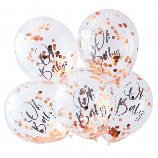 5 ballons confettis Newborn Star Oh Baby 30cm