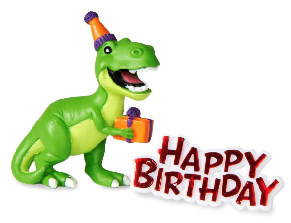 Decoración para tarta de cumpleaños de tiranosaurio.