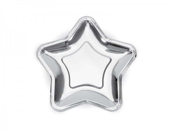 6 st silver rush star papperstallrikar 18cm