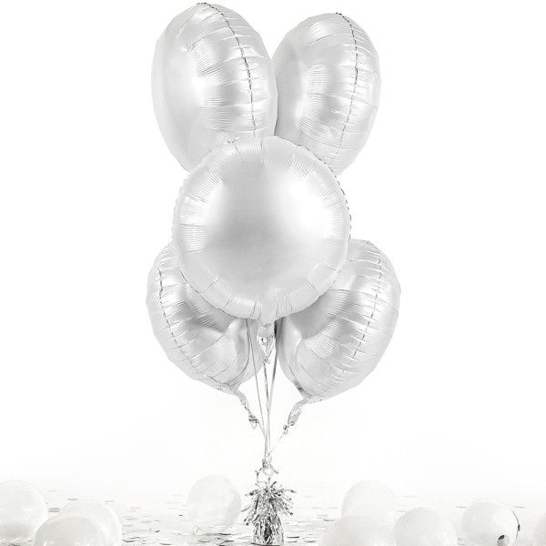 5 Heliumballons in der Box Weiß matt