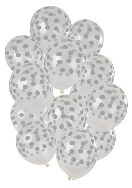 15 latex ballonnen met zilveren stippen