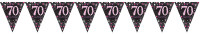 Pink 70th Birthday pennant chain 4m