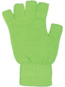 Guantes de tela sin dedos en verde neón