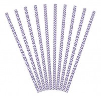 Aperçu: 10 pailles en papier zigzag violet 19,5 cm